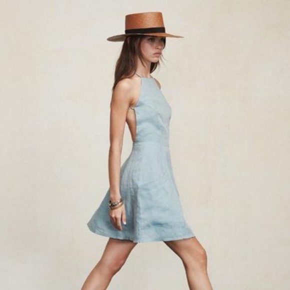 Reformation Dresses & Skirts - Reformation Aurora Blue Linen strap dress size 4